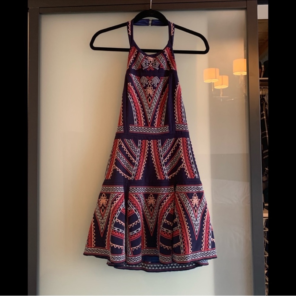 Parker Navy and Red Patterned Wedding Dress